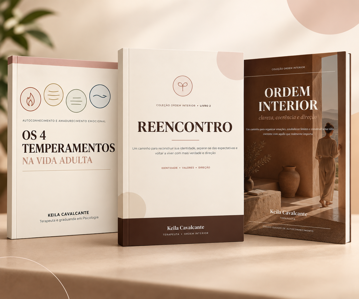 As três capas oficiais da Coleção Ordem Interior: Os 4 Temperamentos na Vida Adulta, Reencontro e Ordem Interior